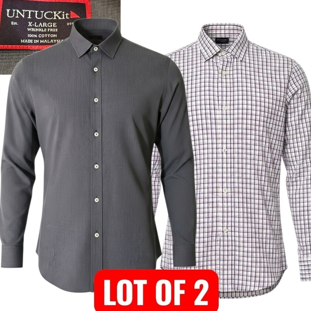 UNTUCKit Shirt LOT OF 2 XL Dress Oxford Button Men's Long Sleeve EUC Extra Large
